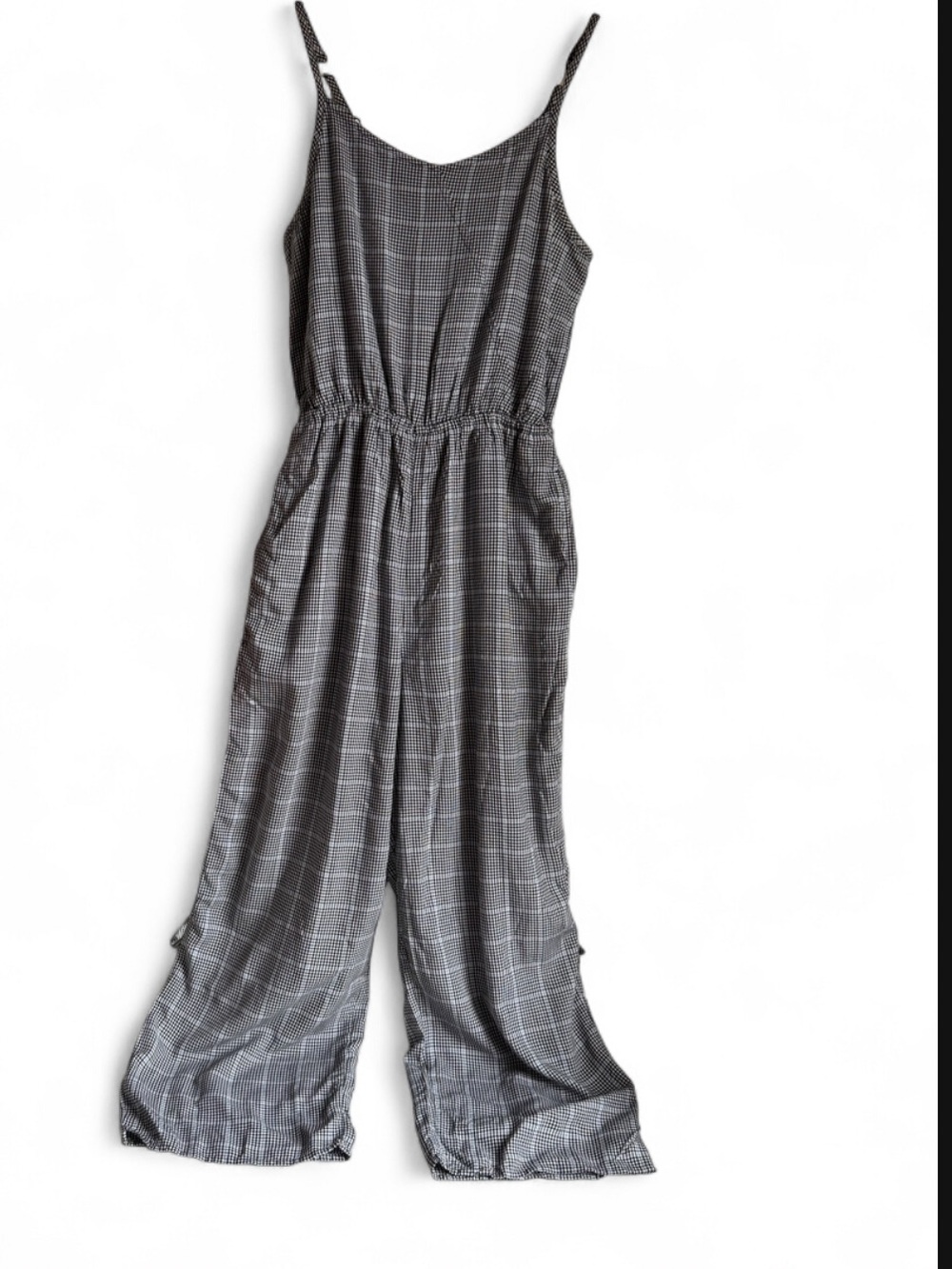 abercrombie kids Gray Plaid Spaghetti-Strap Wide-Leg Jumpsuit